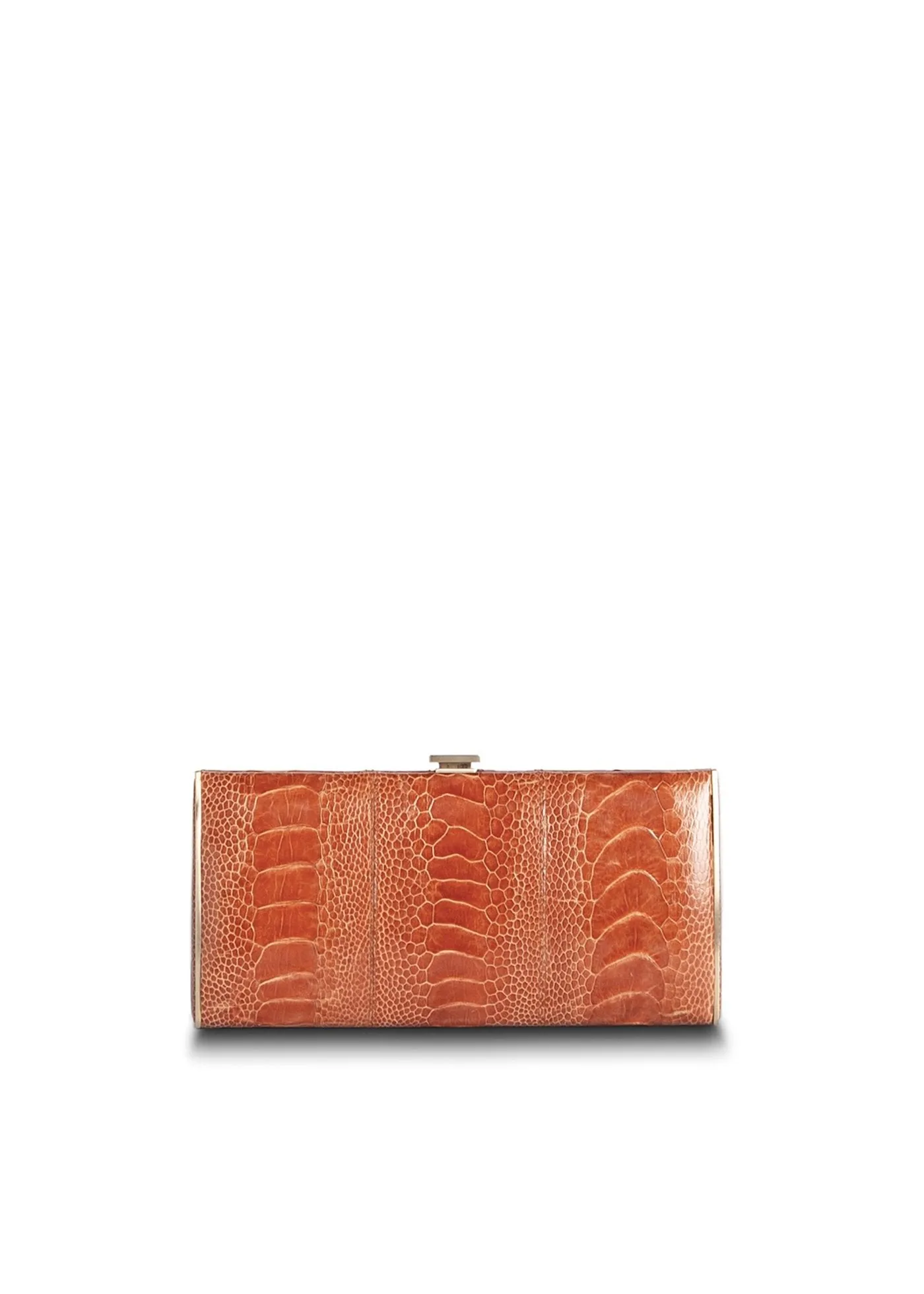 Box Wallet, Terracotta Ostrich Sh., Gold-Tone