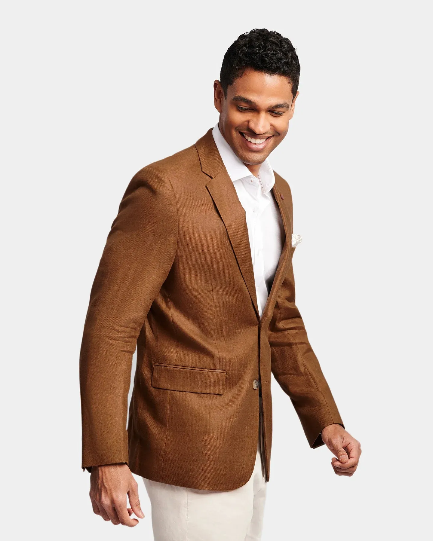 Brooksfield Caramel Linen Blazer - Shop Now