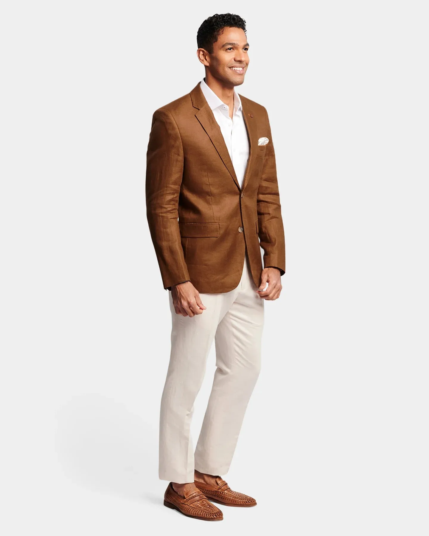 Brooksfield Caramel Linen Blazer - Shop Now