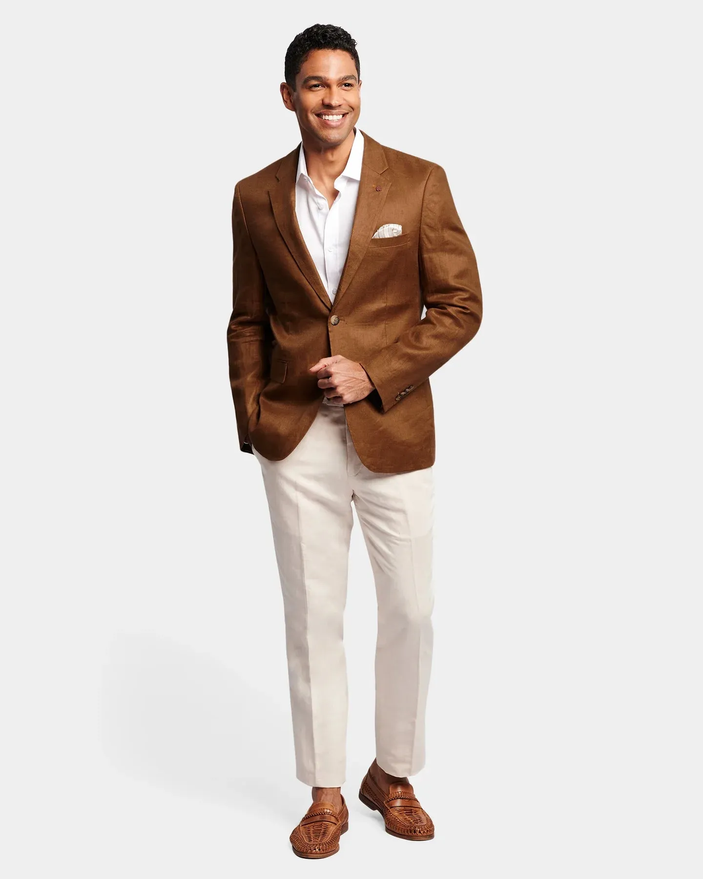 Brooksfield Caramel Linen Blazer - Shop Now