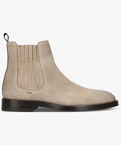 Brunello Cucinelli Mens Grey Almond-toe pull-tab suede Chelsea boots