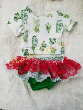 Cactus Outfit - Red Lace Skirted Bloomers