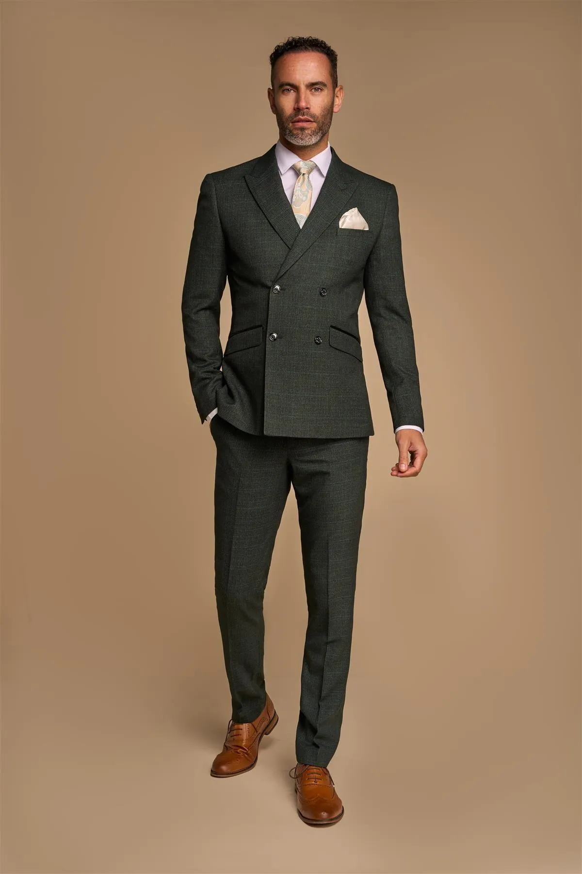 Caridi Olive Double Breasted Two Piece: Caridi Olive Suit