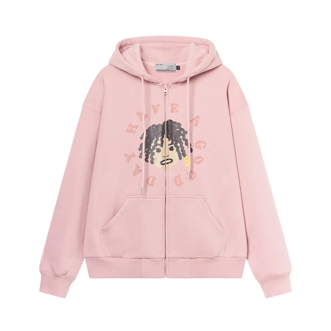 Cartoon Face Zipper Sweater