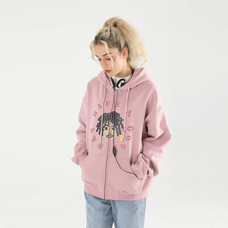 Cartoon Face Zipper Sweater