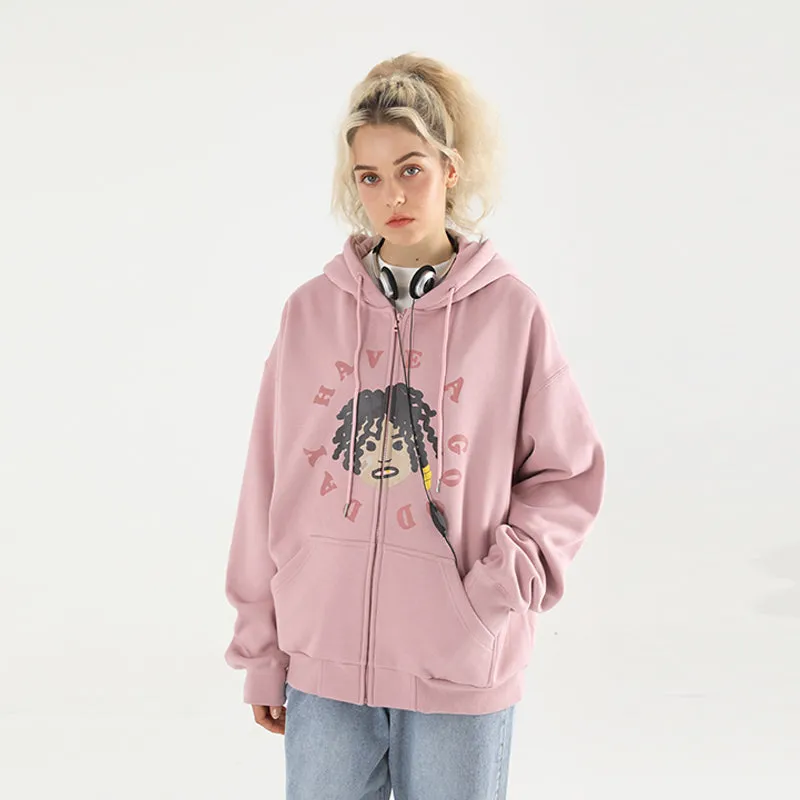 Cartoon Face Zipper Sweater