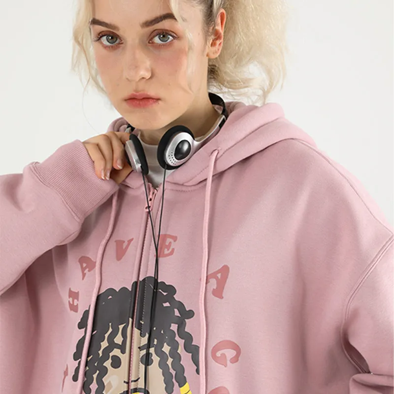 Cartoon Face Zipper Sweater