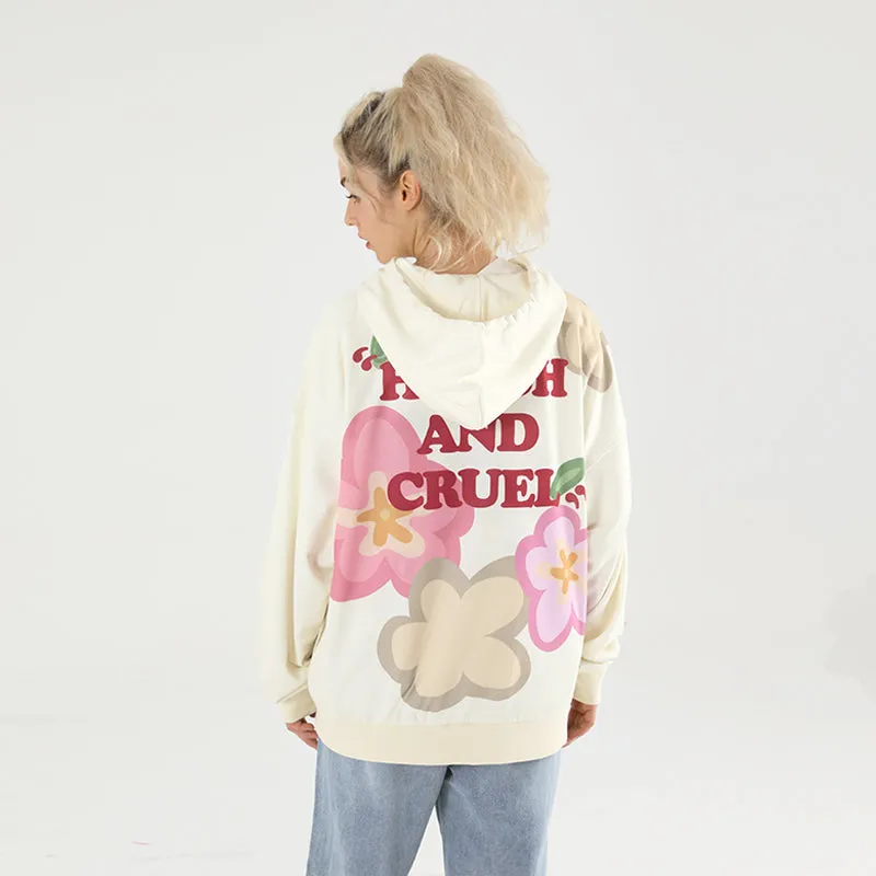 Cartoon Flowers Zipper Sweater