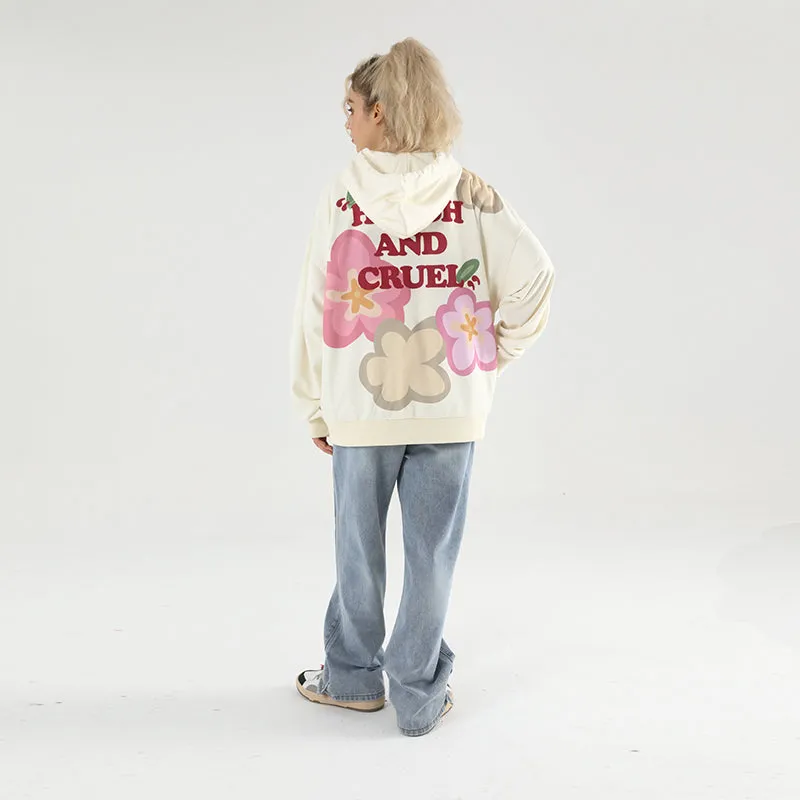 Cartoon Flowers Zipper Sweater