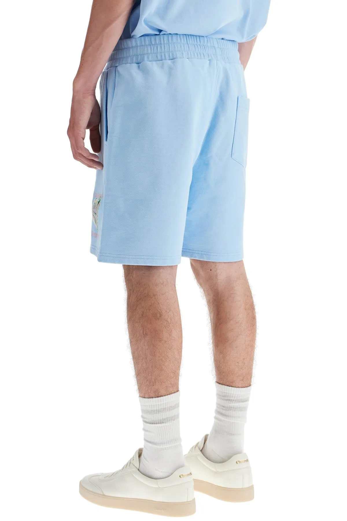 Casablanca Organic Cotton Shorts With Embroidery   Light Blue