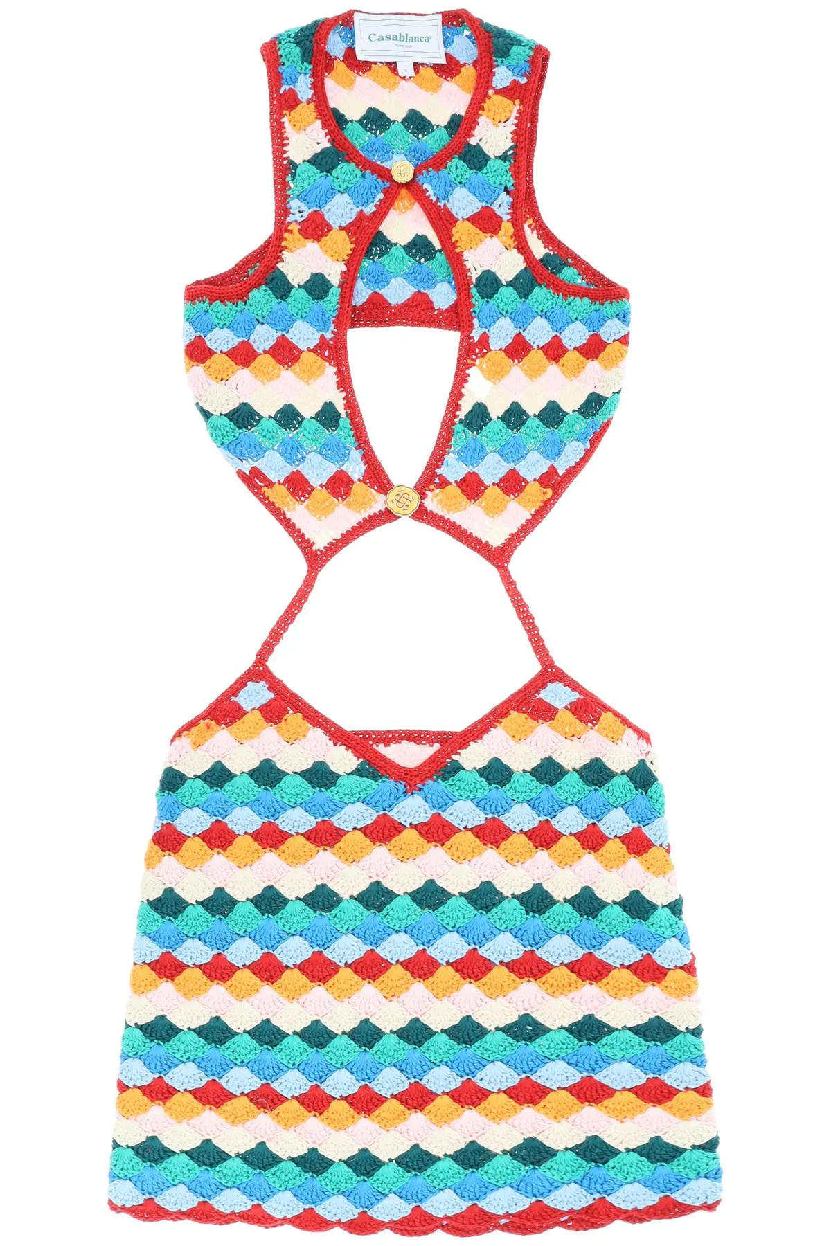 Casablanca 'Rainbow Shell' Mini Crochet Dress   Multicolor