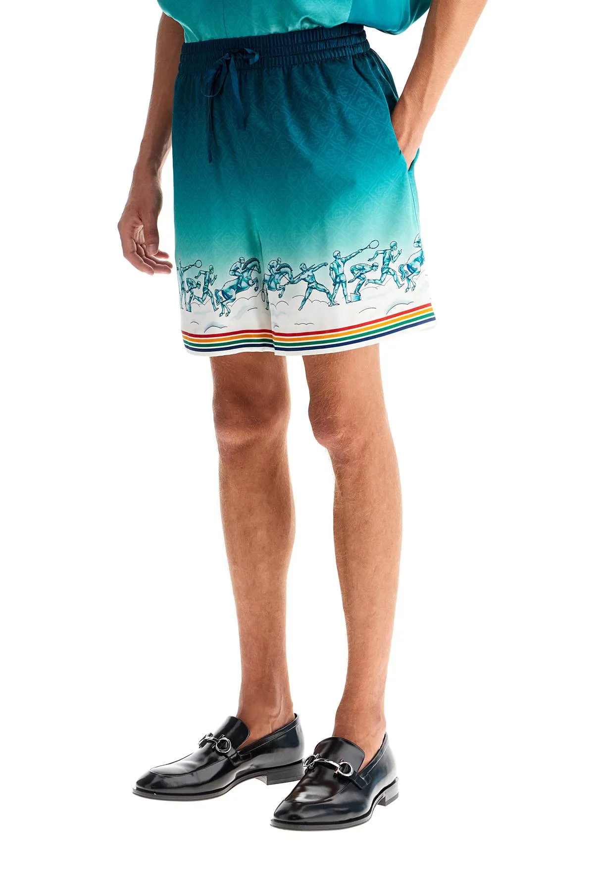 Casablanca Silk Bermuda Shorts 'The Goddess Of The   Green