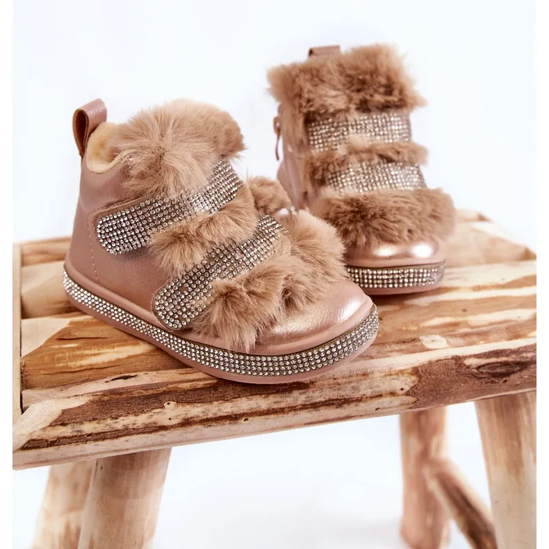 Children's Leather Warm Snow Boots Golden Leela