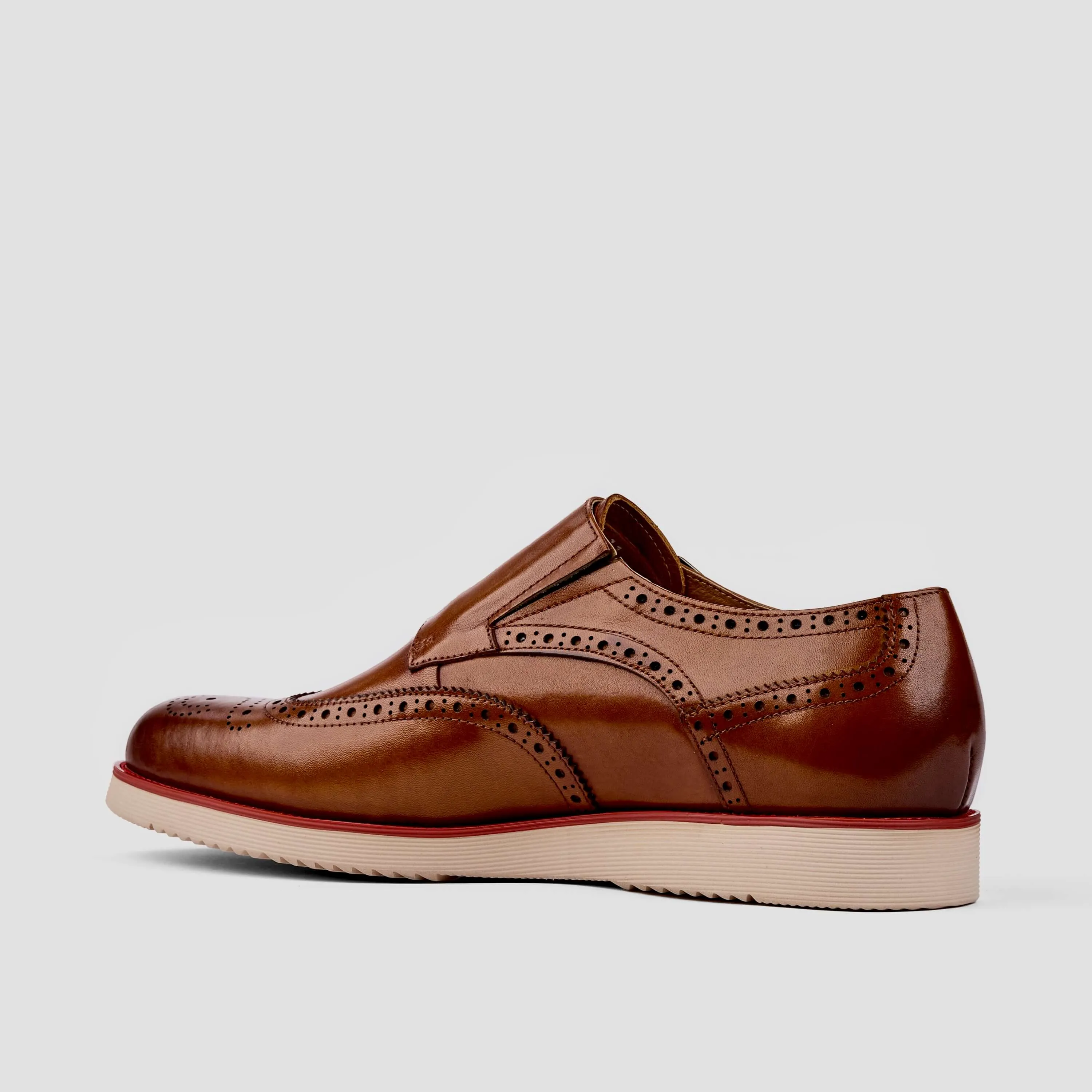 Cognac Leather Monk Strap Sneakers