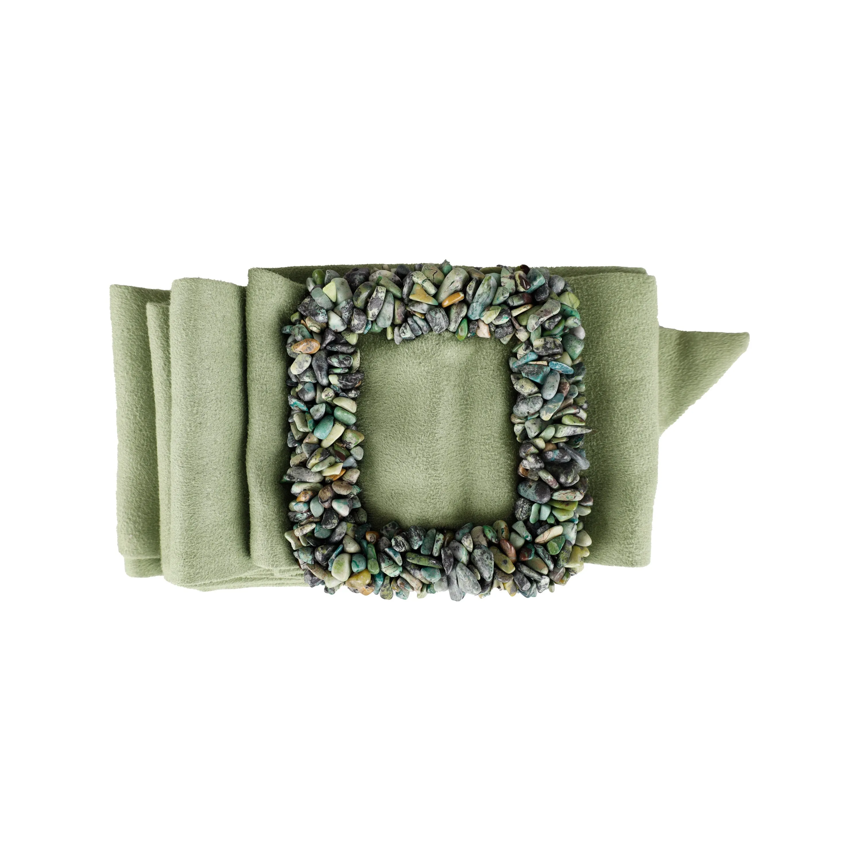 Collection Privée Green Stone Suede Belt - '00s