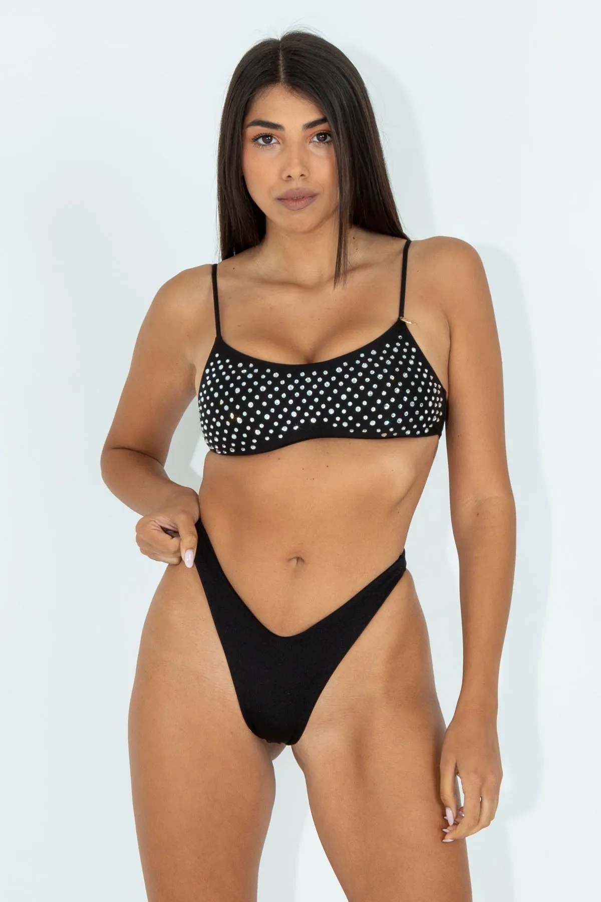 Costume bikini top and slip with starry diamonds