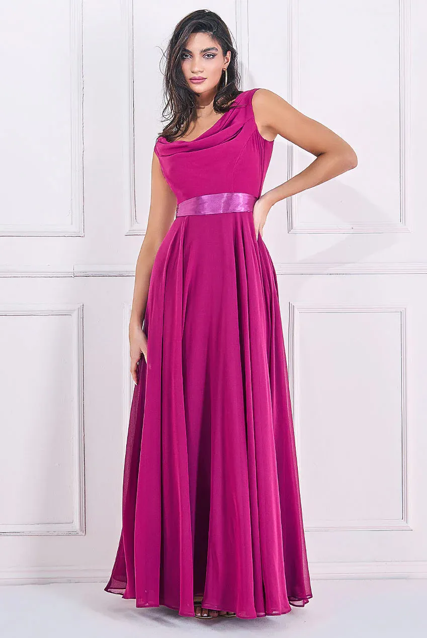 Cowl Neck Chiffon Maxi Dress