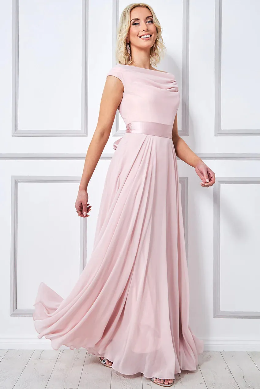 Cowl Neck Chiffon Maxi Dress