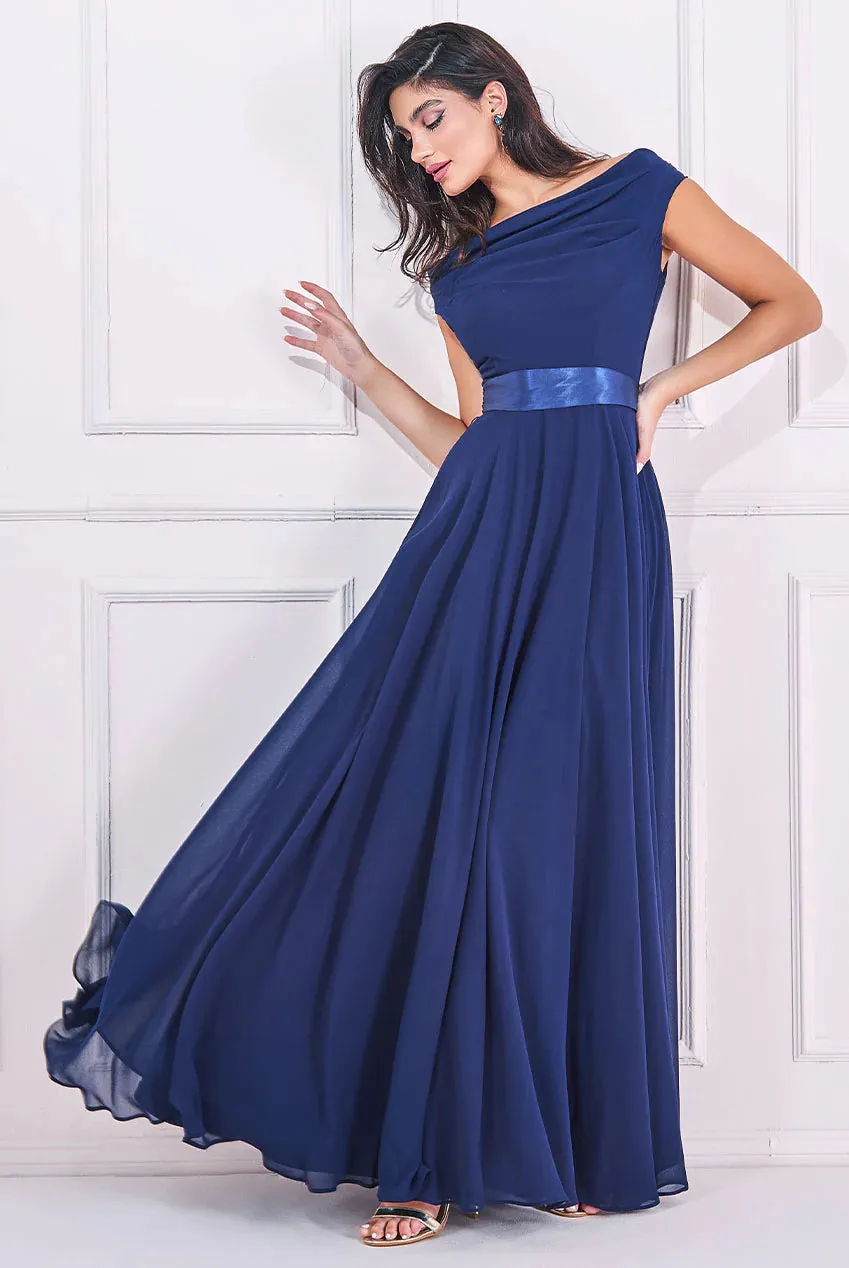 Cowl Neck Chiffon Maxi Dress