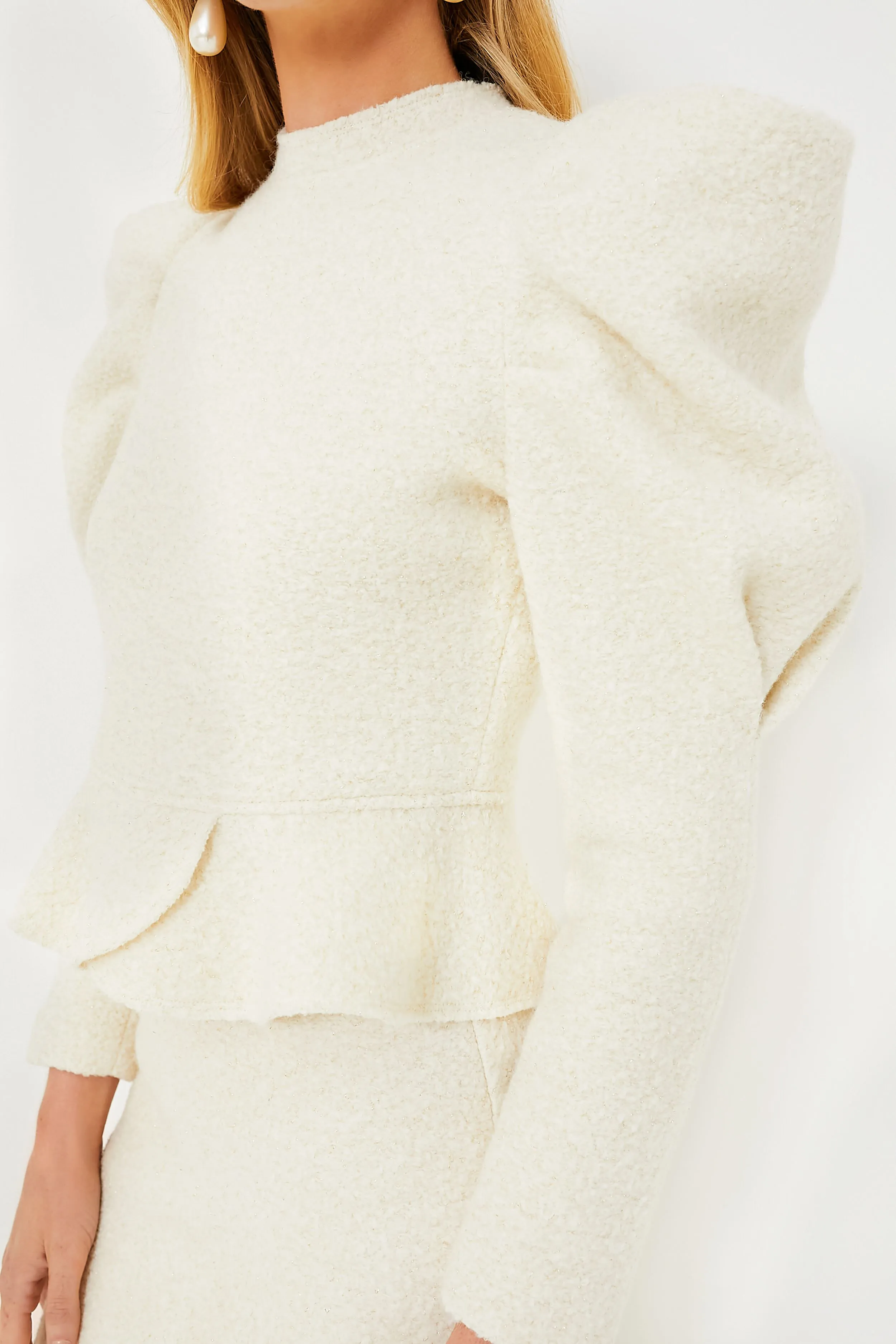 Cream Pia Peplum Sweater