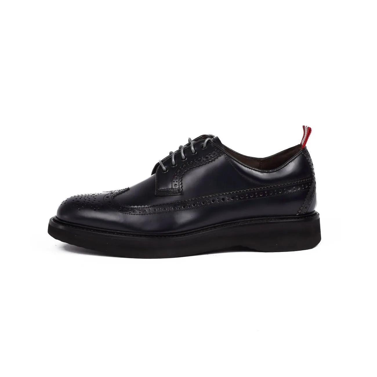 Dark Blue Men's Polished Leather Derby Shoes