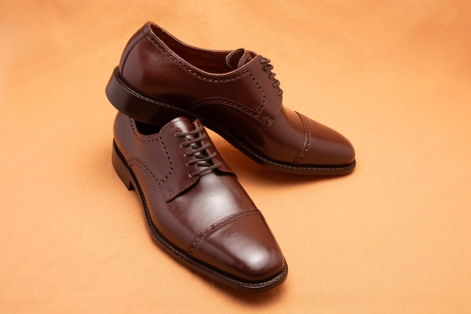 Derby Shoes Dark Brown - Men's Brogue Style - Product Code: 25582