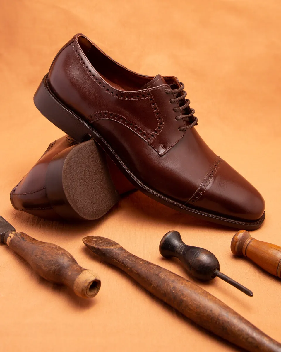 Derby Shoes Dark Brown - Men's Brogue Style - Product Code: 25582