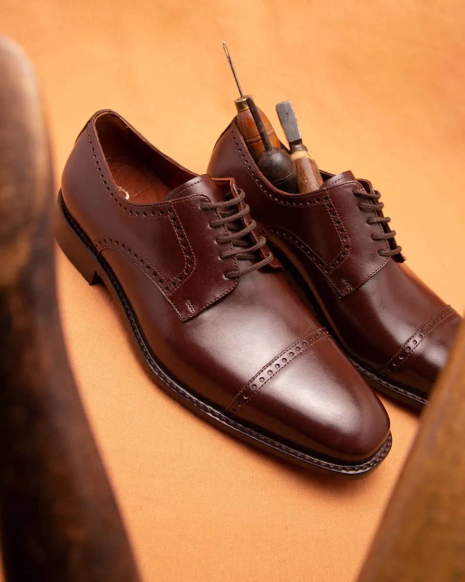 Derby Shoes Dark Brown - Men's Brogue Style - Product Code: 25582