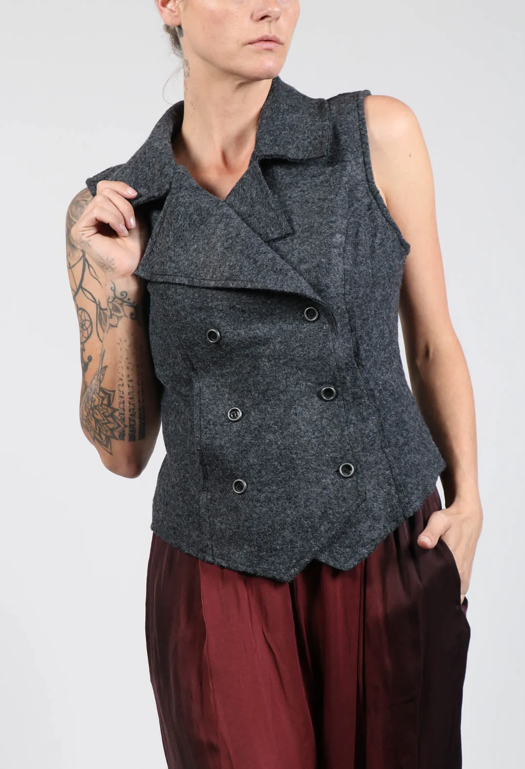 Double Breasted Gilet Anthracite