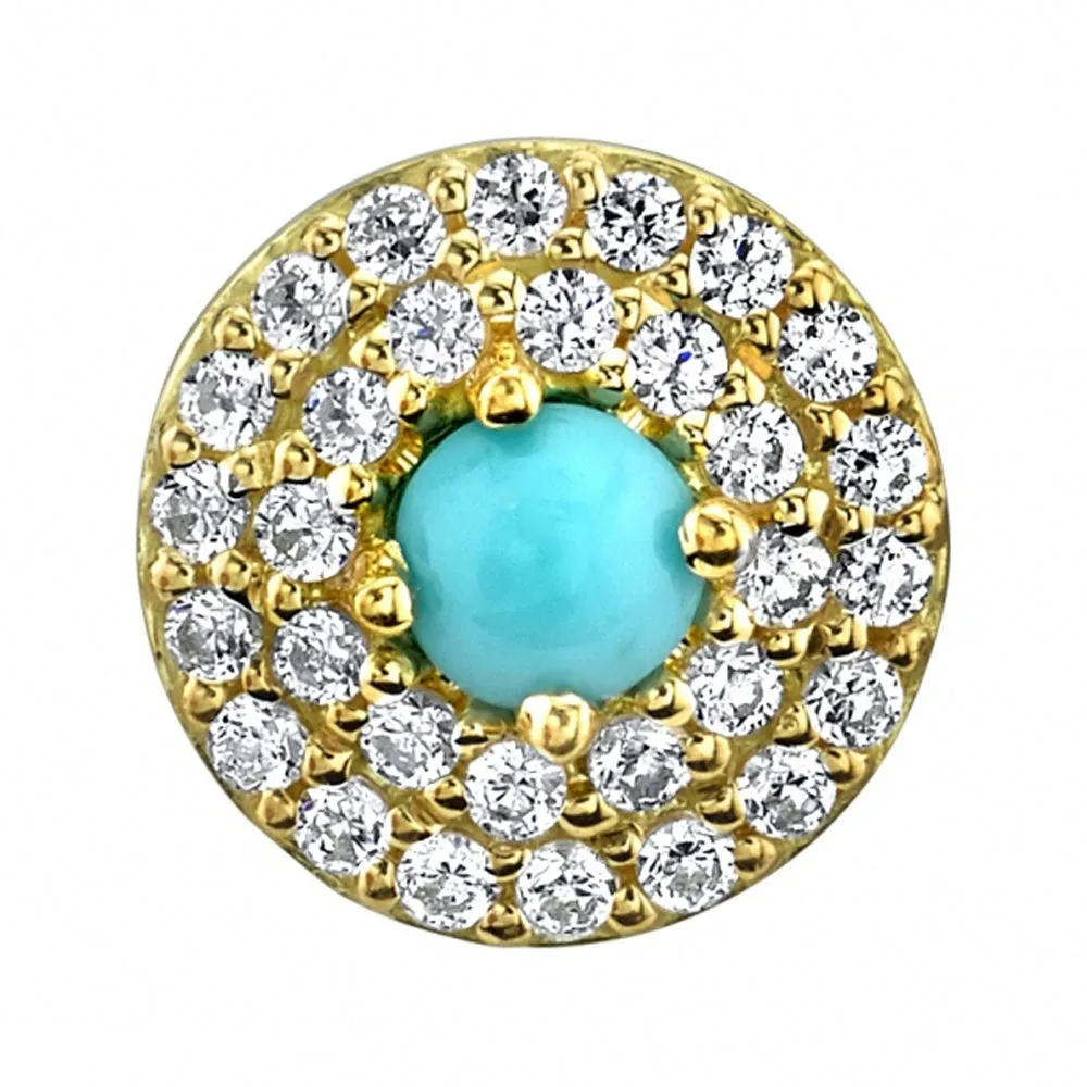 Double Row Altura Threaded End in Gold with Turquoise & White CZ's