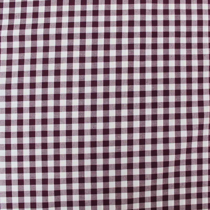 Dressmaking Cotton Gingham - Wide Width - Aubergine and White - High Quality and Affordable