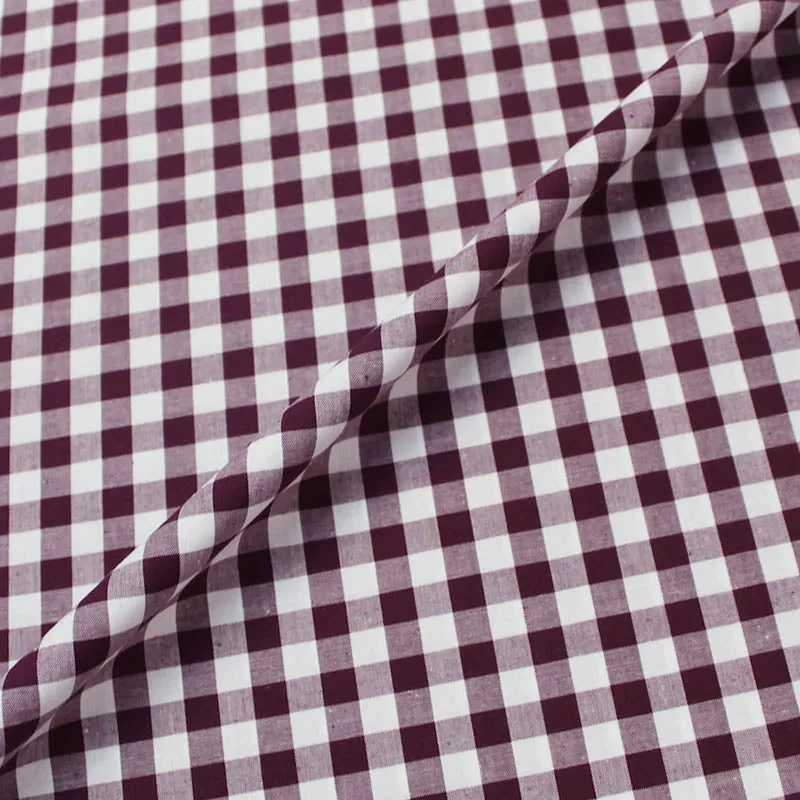 Dressmaking Cotton Gingham - Wide Width - Aubergine and White - High Quality and Affordable