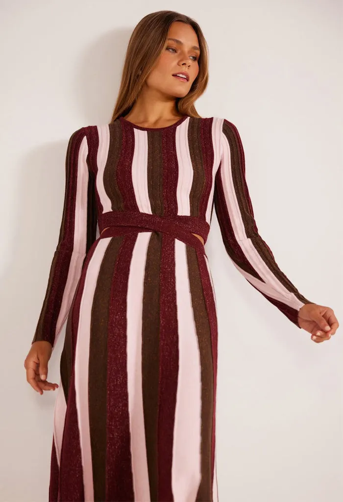 Eden Metallic Stripe Knit Dress.