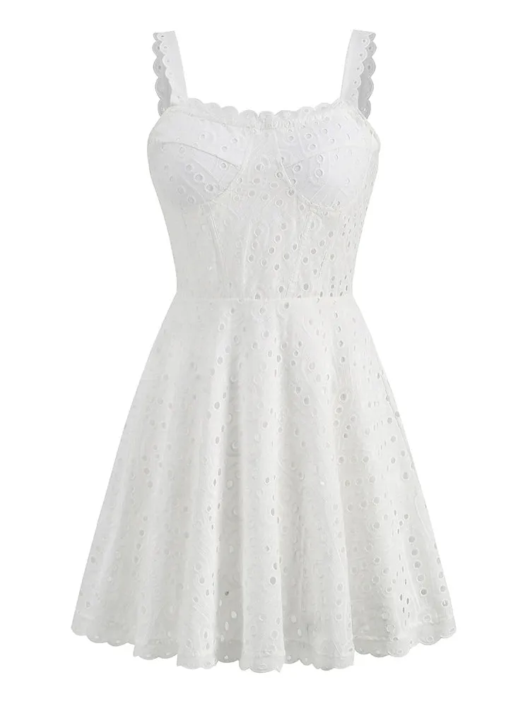 English Embroidery Lace Short Dress