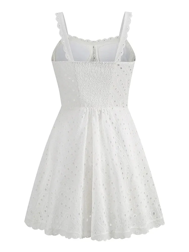 English Embroidery Lace Short Dress