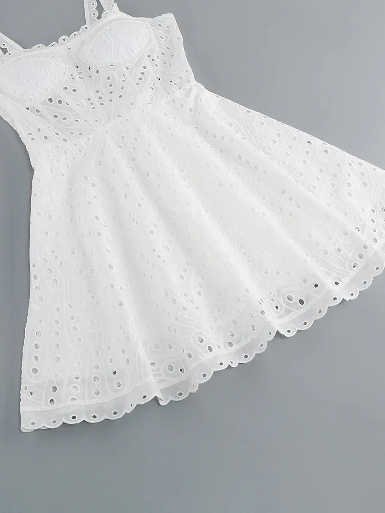 English Embroidery Lace Short Dress