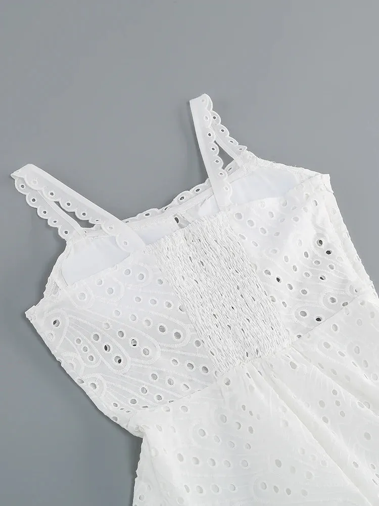 English Embroidery Lace Short Dress