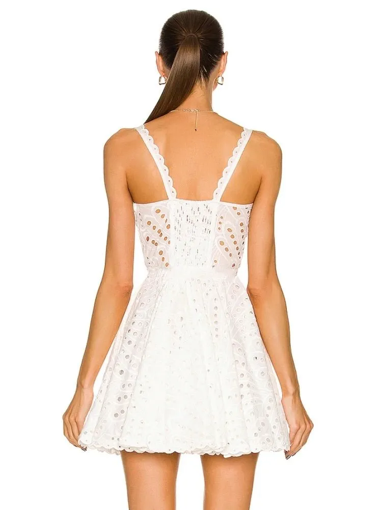 English Embroidery Lace Short Dress