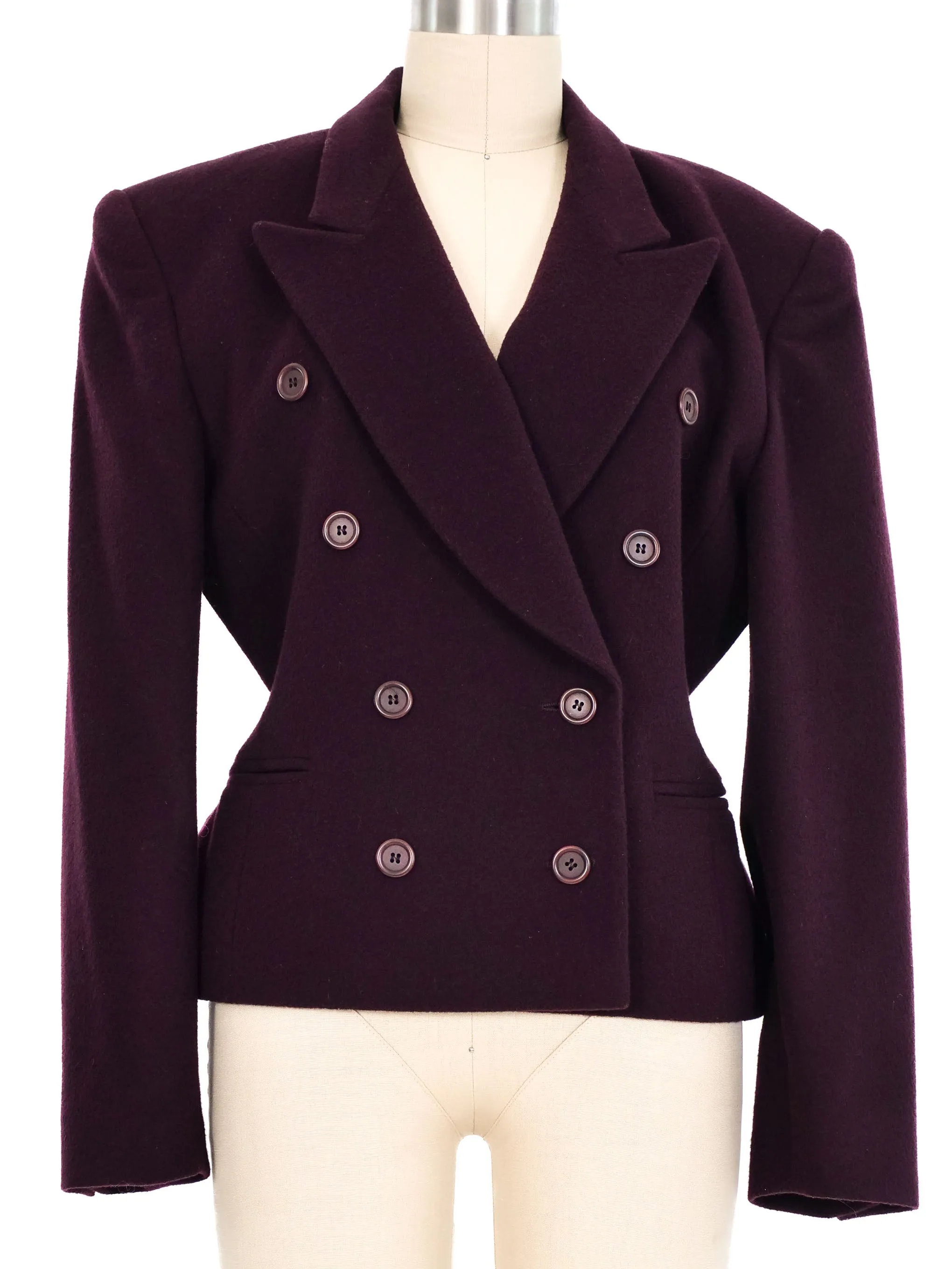 Escada Cropped Plum Wool Blazer