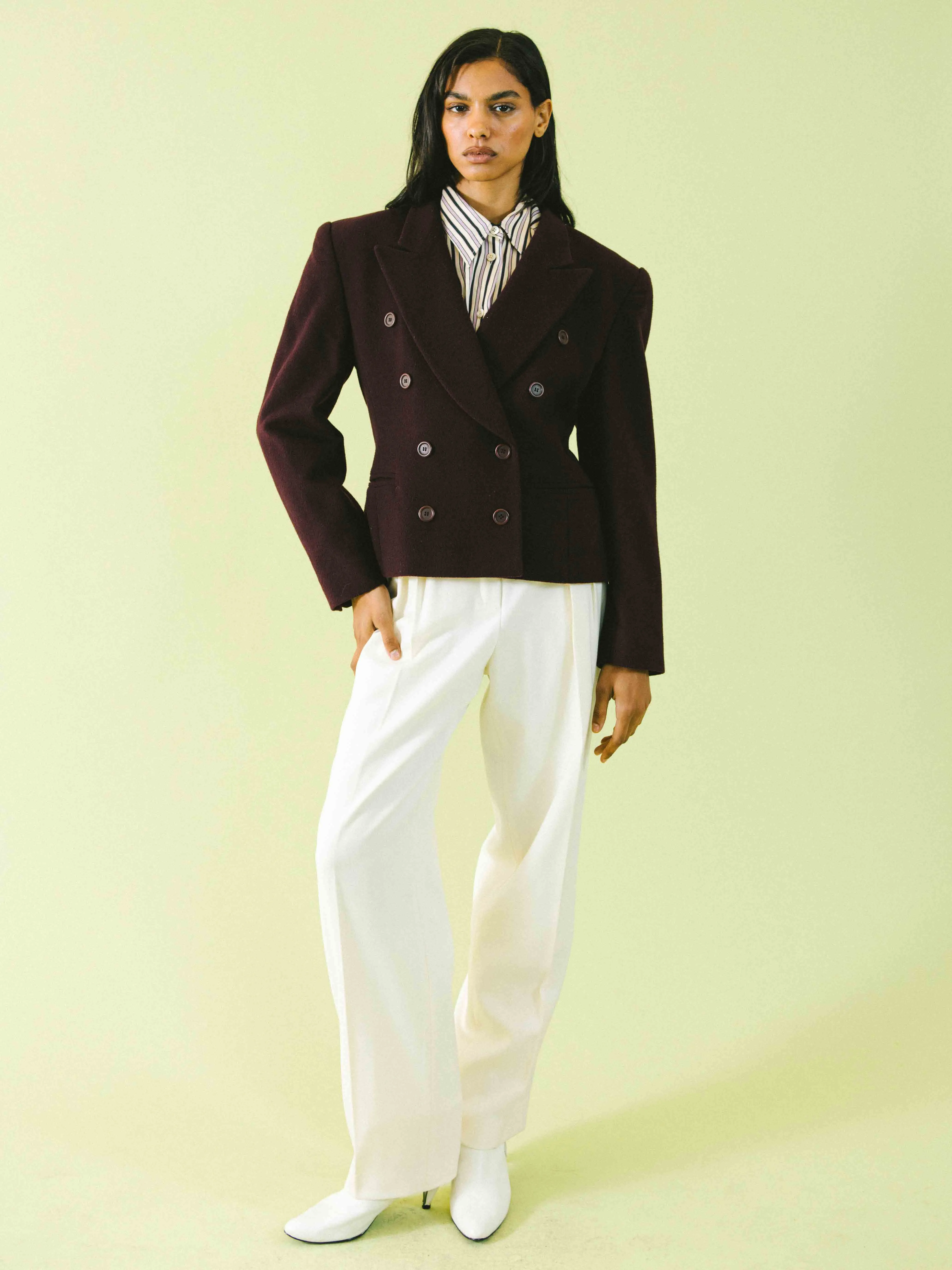 Escada Cropped Plum Wool Blazer