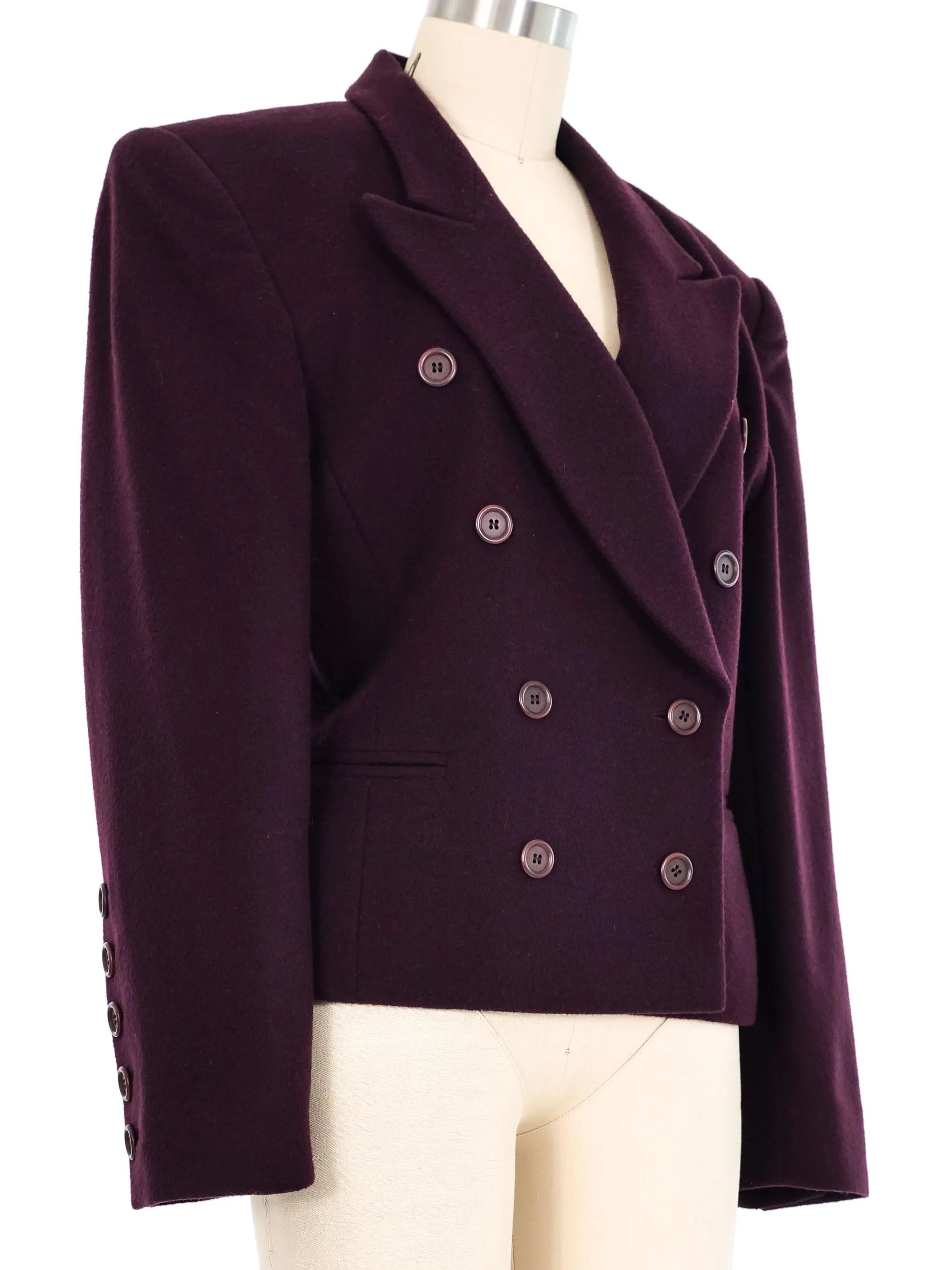 Escada Cropped Plum Wool Blazer