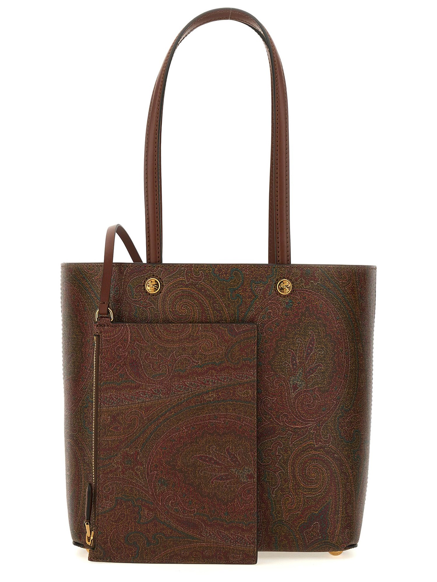 ETRO    ESSENTIAL MEDIUM PAISLEY COATED JACQUARD CANVAS BAG WITH CLUTCH