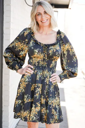 Floral Tiered Long Sleeve Mini Dress