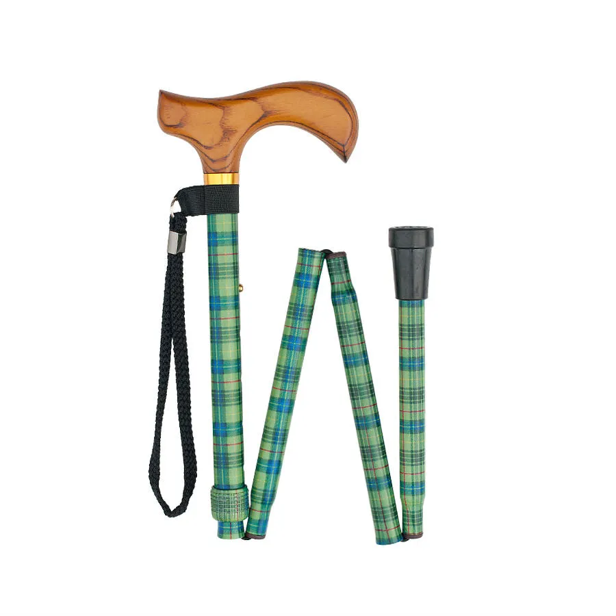 Foldable Tartan Cane with Adjustable Height for Easy Use