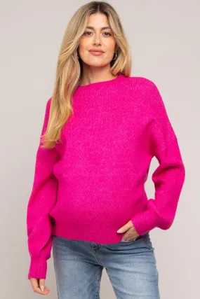 Fuchsia Bubble Sleeve Maternity Sweater