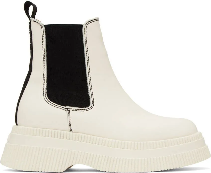 GANNI White Creepers Chelsea Boots