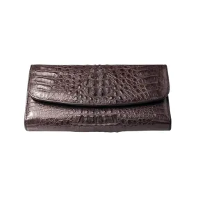 Genuine Cocoa Crocodile Women Wallet Purse