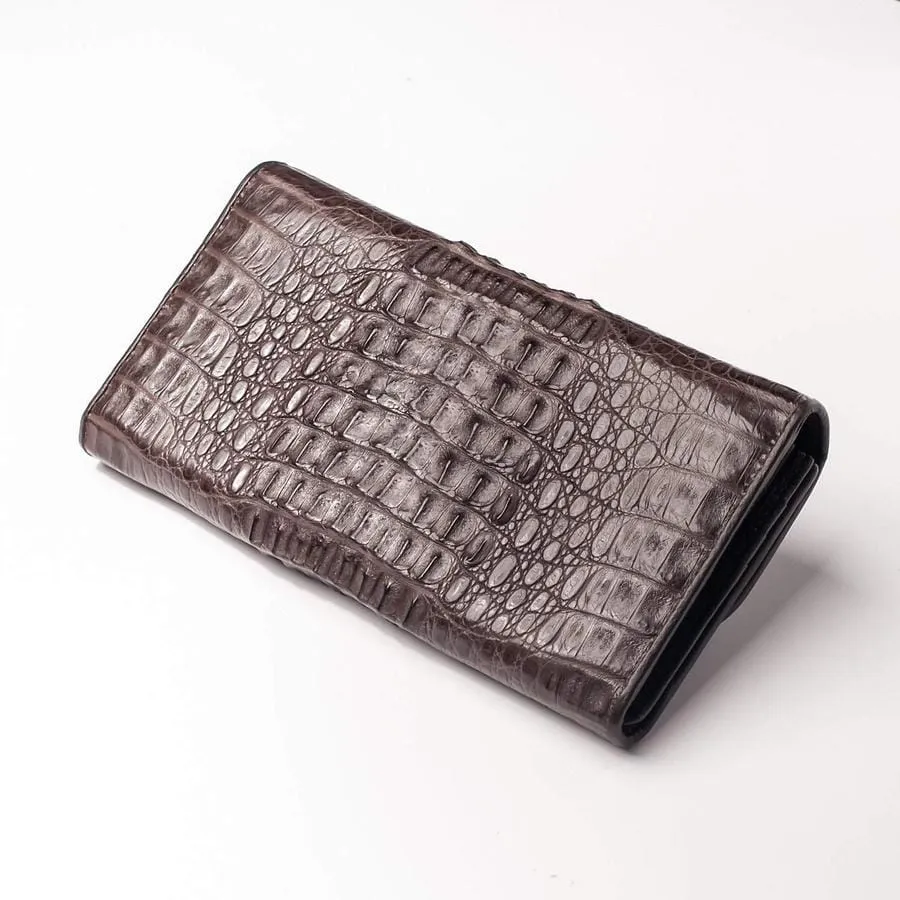 Genuine Cocoa Crocodile Women Wallet Purse