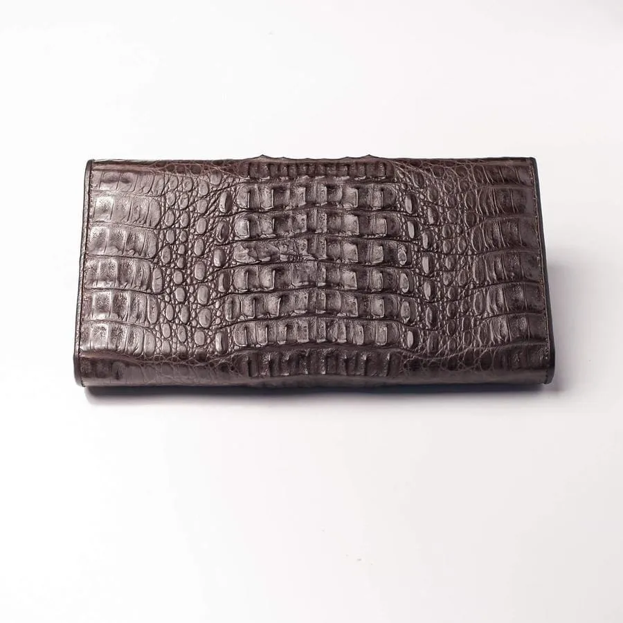 Genuine Cocoa Crocodile Women Wallet Purse