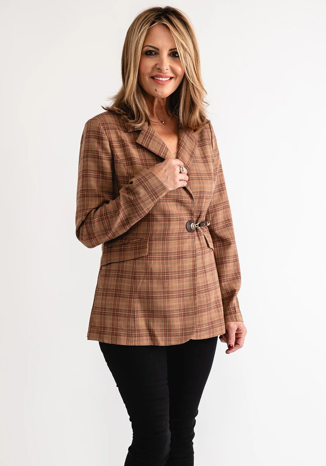 Goa Goa Boden Check Print Blazer, Brown